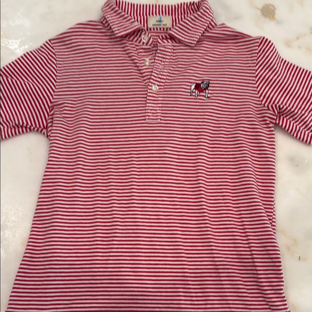 Youth Johnnie-O University of Georgia (UGA) Polo with Red and White Stripes